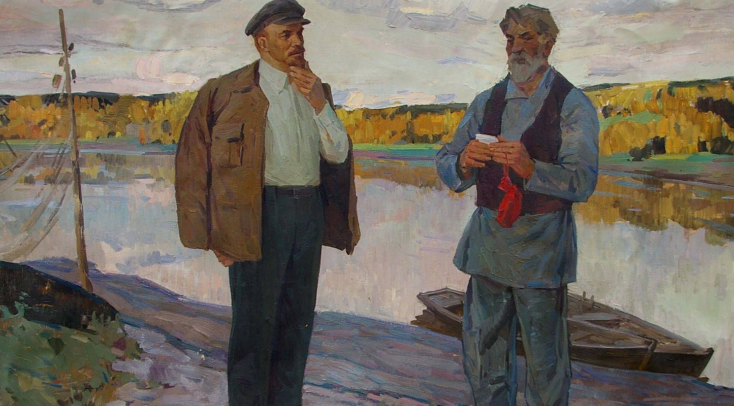 Oil painting Lenin with a fisherman Samoylenko Zoya Alexandrovna