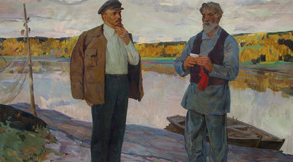 Oil painting Lenin with a fisherman Samoylenko Zoya Alexandrovna