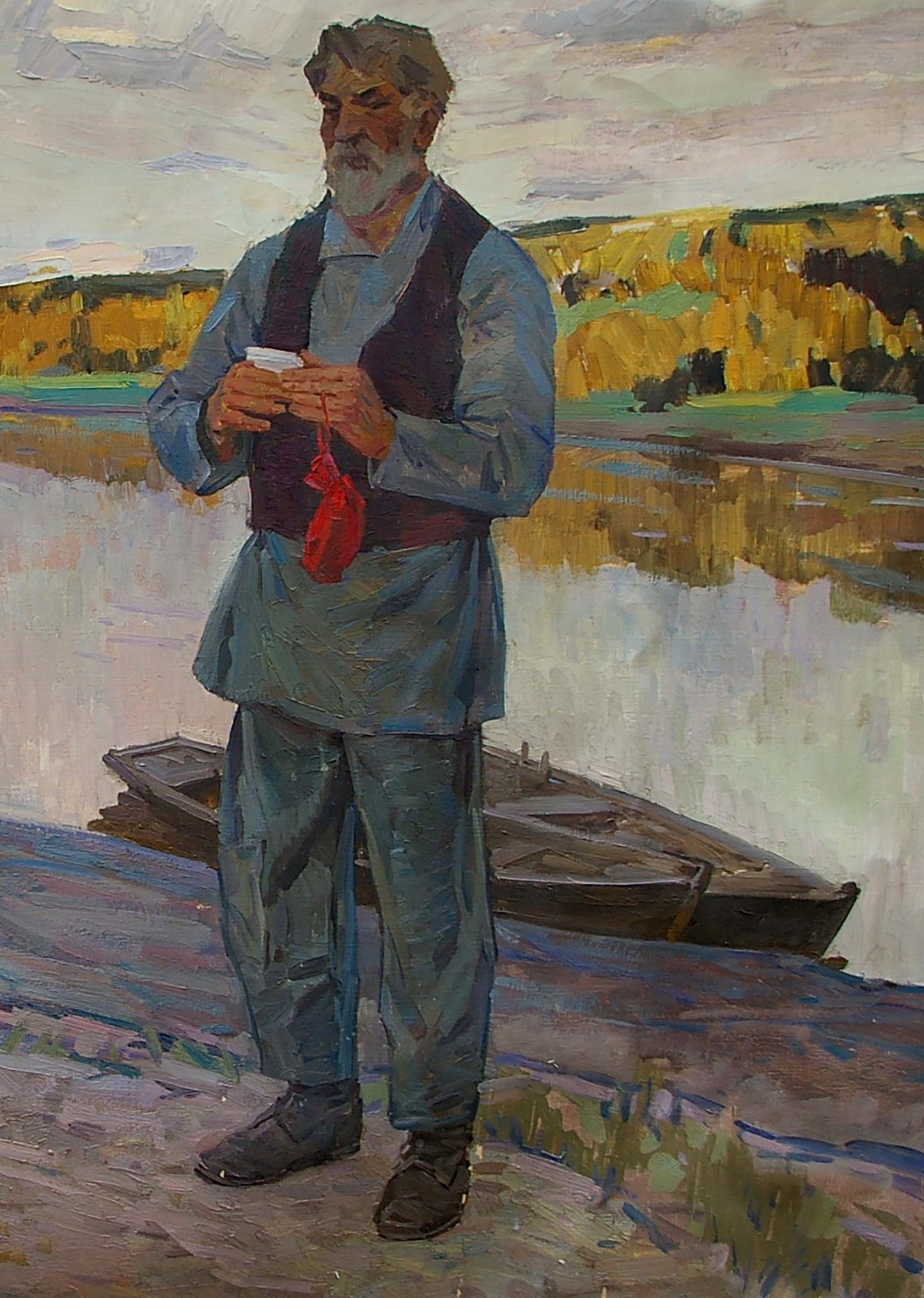 Oil painting Lenin with a fisherman Samoylenko Zoya Alexandrovna