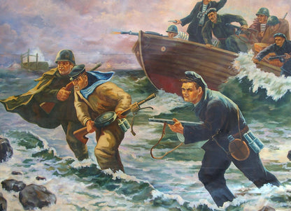 Oil painting Disembarkation of sailors Unknown artist