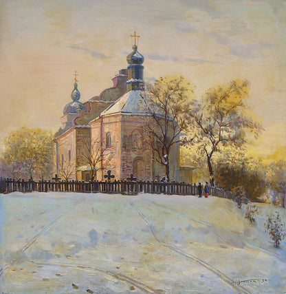 Oil painting Landscape with a church Tyukha Ivan Andreevich