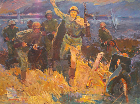 Oil painting The soldiers landed on the shore Unknown author