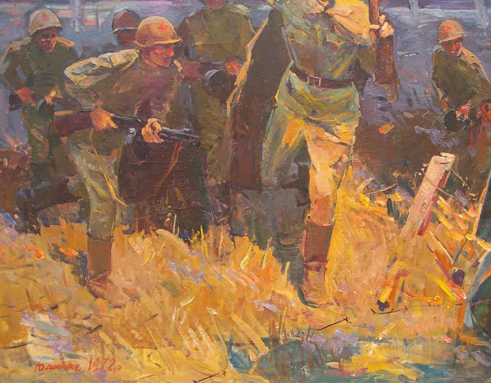 Oil painting The soldiers landed on the shore Unknown author