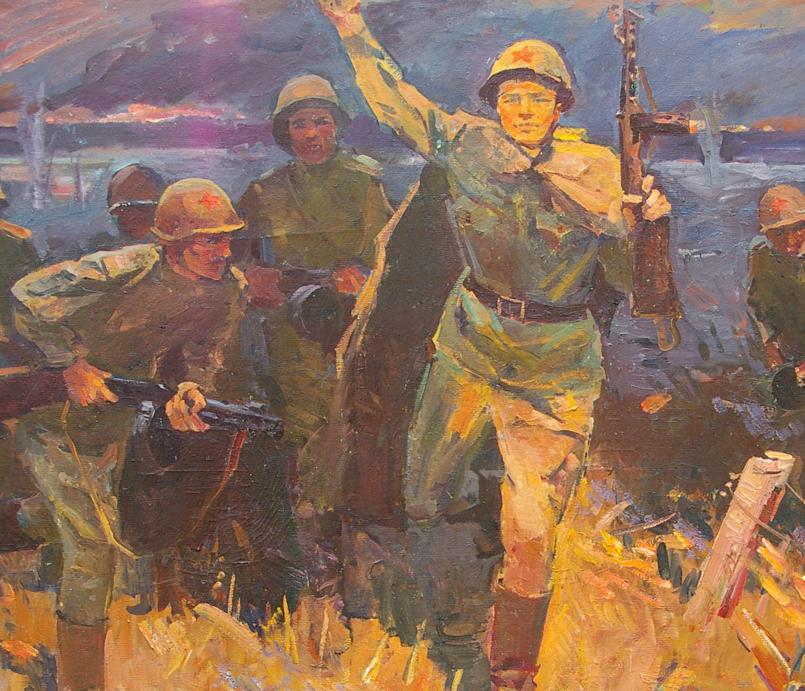 Oil painting The soldiers landed on the shore Unknown author