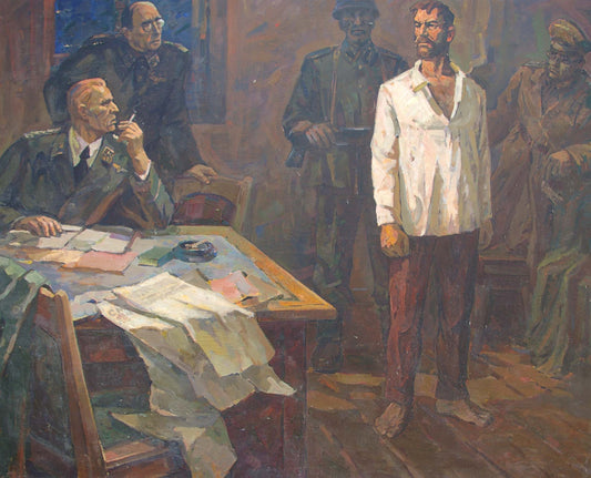 Oil painting Interrogation of a communist Yusov Fedor Sergeevich