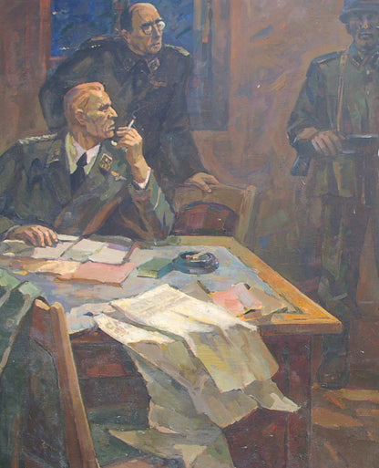 Oil painting Interrogation of a communist Yusov Fedor Sergeevich