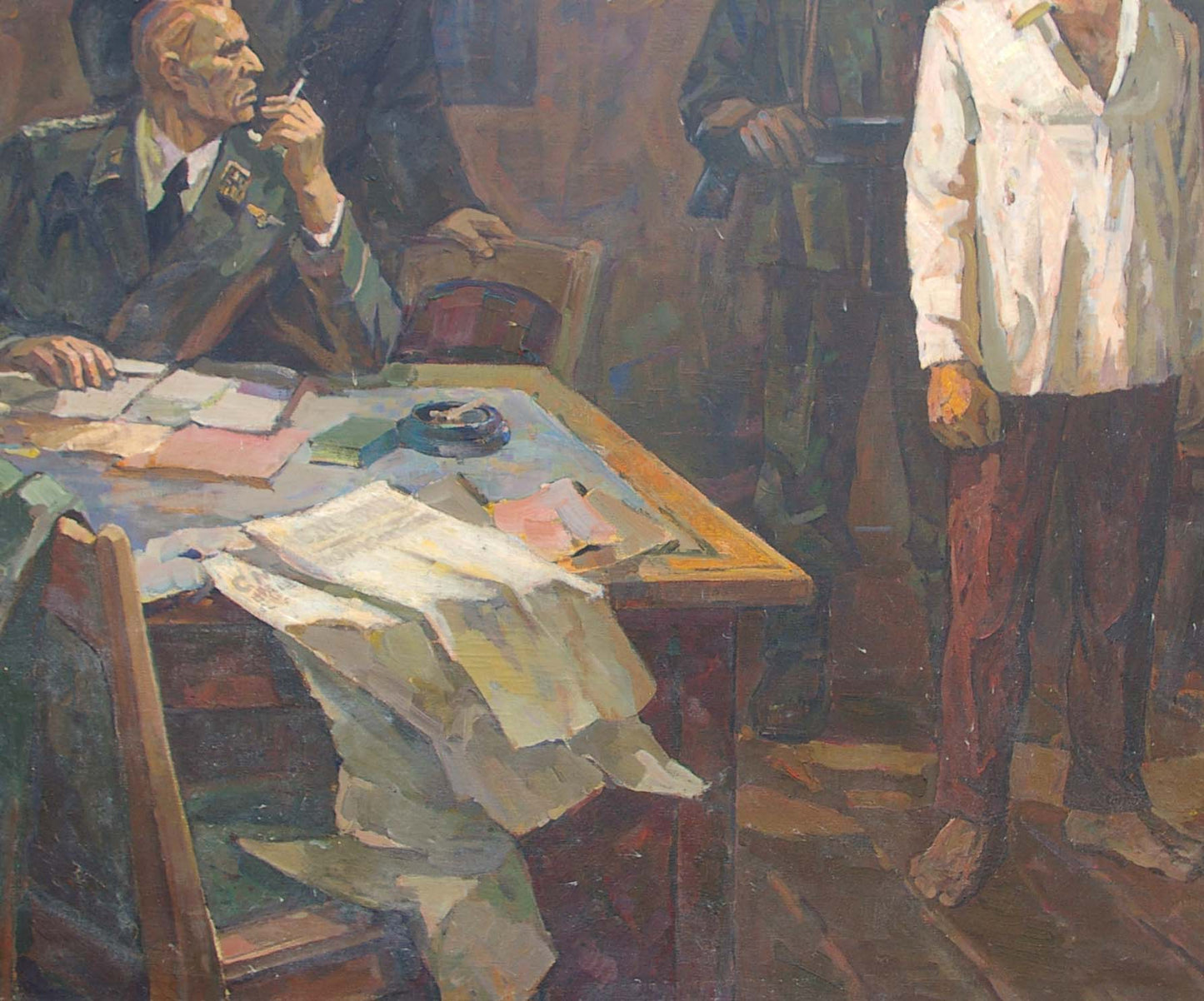 Oil painting Interrogation of a communist Yusov Fedor Sergeevich