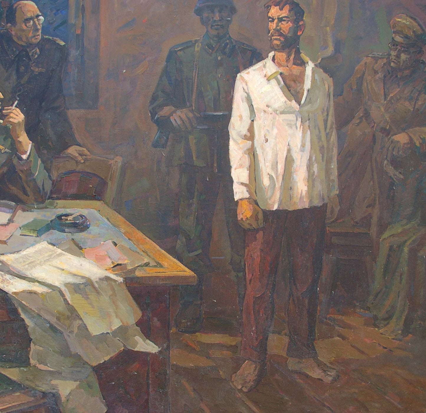 Oil painting Interrogation of a communist Yusov Fedor Sergeevich