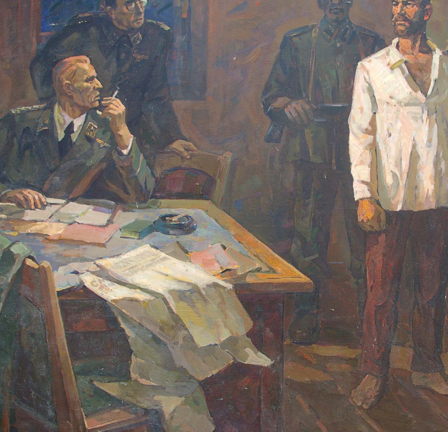 Oil painting Interrogation of a communist Yusov Fedor Sergeevich