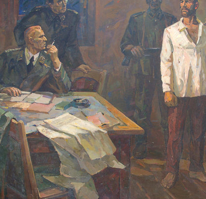 Oil painting Interrogation of a communist Yusov Fedor Sergeevich