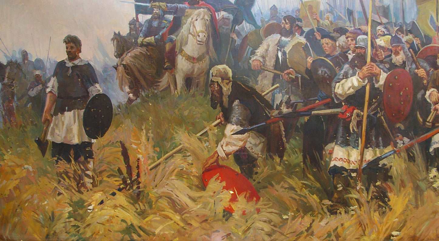 Oil piece Battle Scene at Kulikovo by an unidentified artist