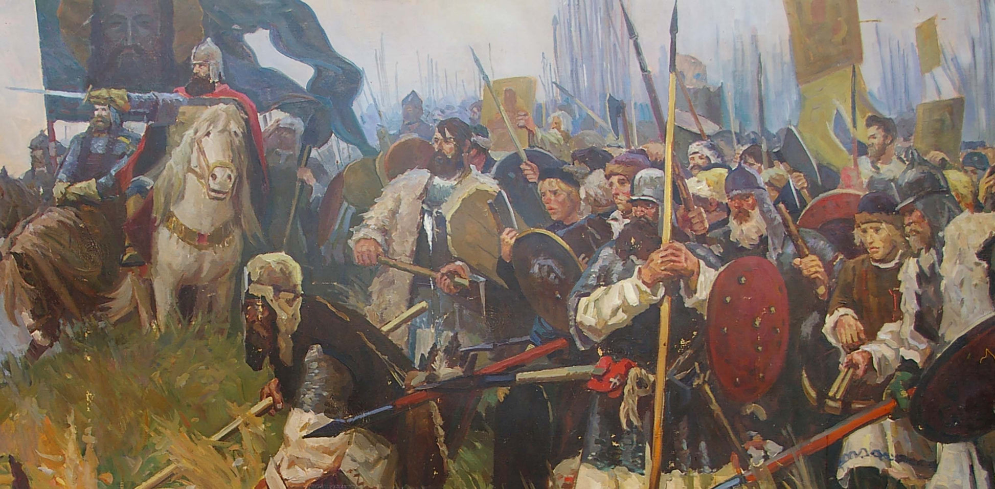 Oil composition The Battle of Kulikovo Field by an unknown painter