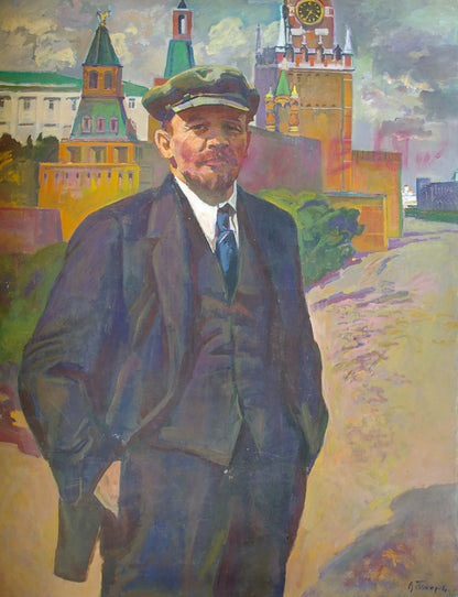 Oil painting Portrait of Lenin on a walk Vyacheslav Tokarev