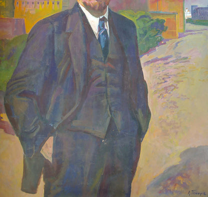 Oil painting Portrait of Lenin on a walk Vyacheslav Tokarev