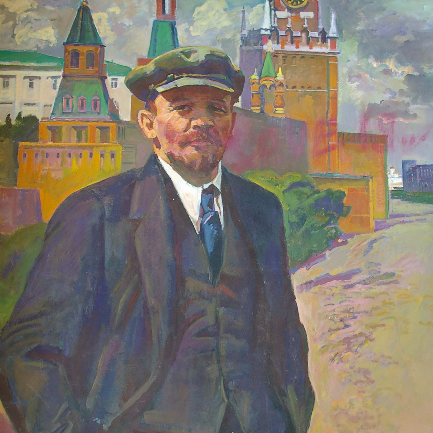 Oil painting Portrait of Lenin on a walk Vyacheslav Tokarev