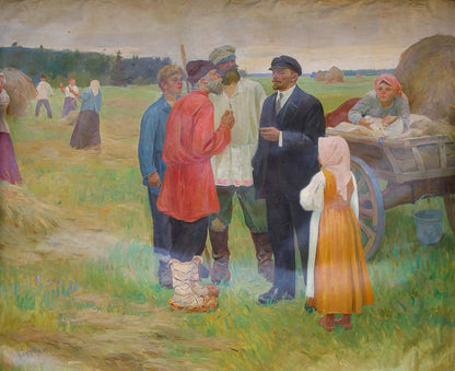 Oil painting Lenin with the peasants Sitdikov Haris Latyfovich