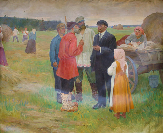 Oil painting Lenin with the peasants Sitdikov Haris Latyfovich