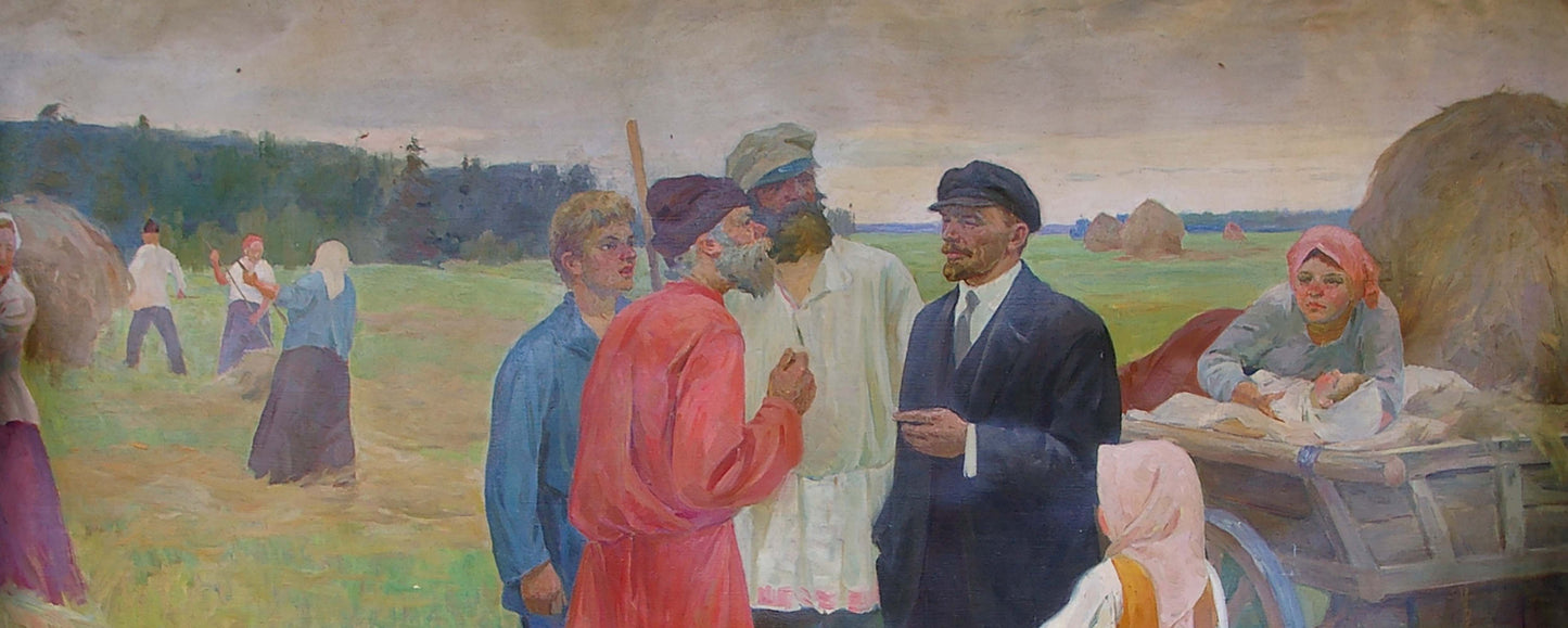 Oil painting Lenin with the peasants Sitdikov Haris Latyfovich