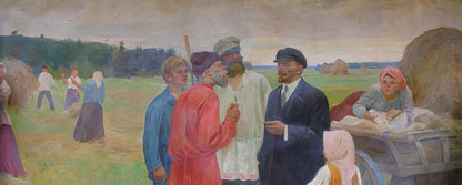 Oil painting Lenin with the peasants Sitdikov Haris Latyfovich