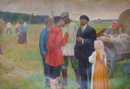 Oil painting Lenin with the peasants Sitdikov Haris Latyfovich