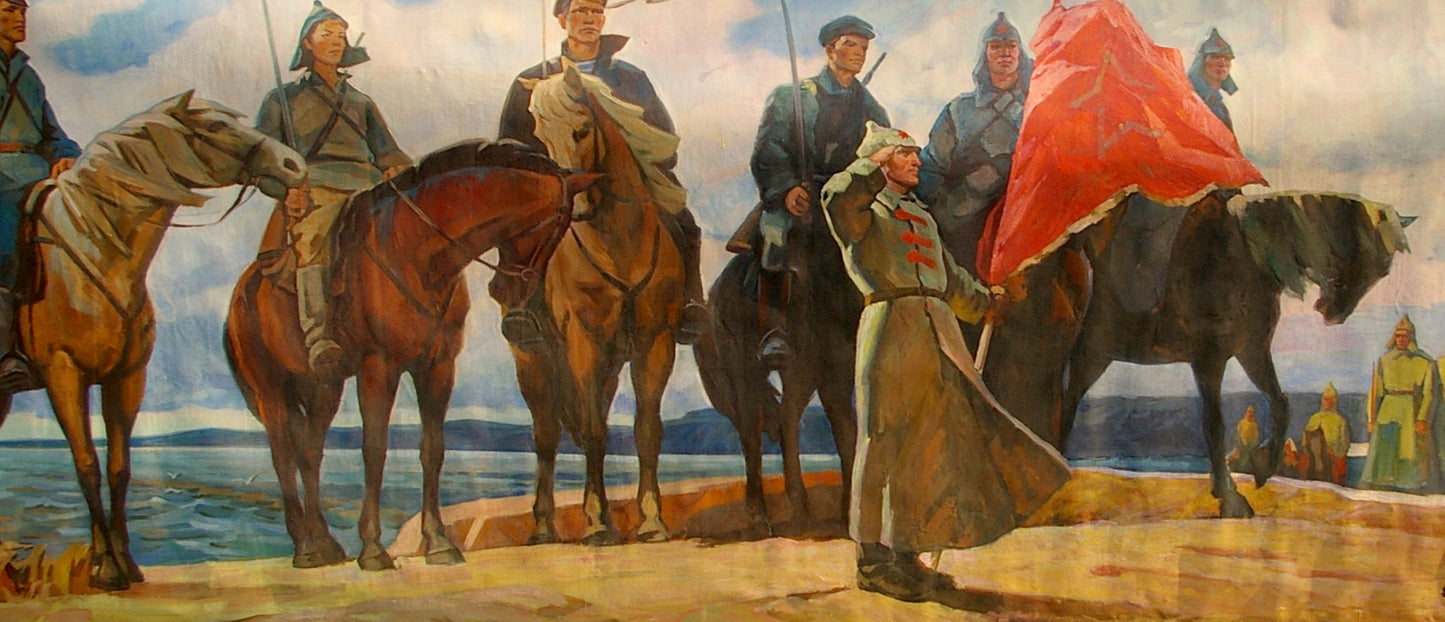 Oil painting Soldiers and Lenin Unknown author