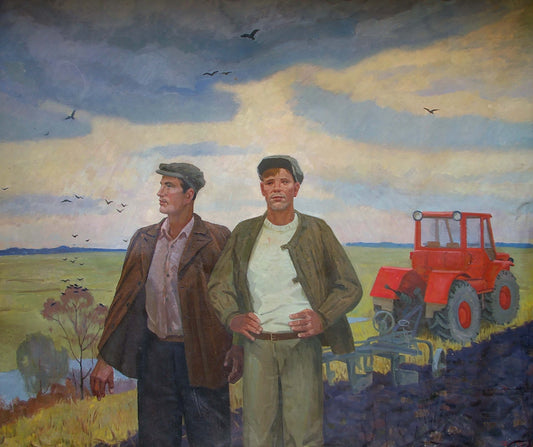 Oil painting Machine operators Khokhlov Fedor Ivanovich