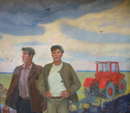 Oil painting Machine operators Khokhlov Fedor Ivanovich