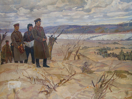 Oil painting Vatutin in the battles for Kiev Samoylenko Zoya Alexandrovna