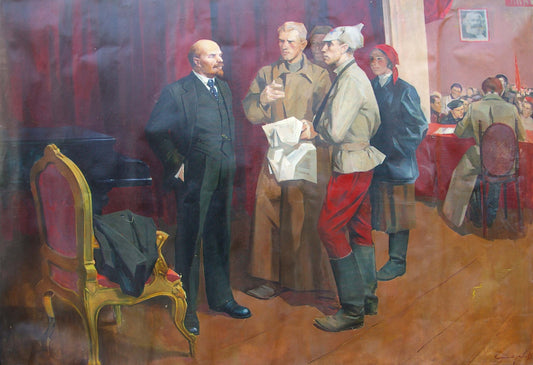 Oil painting Lenin with the Komsomol Unknown artist