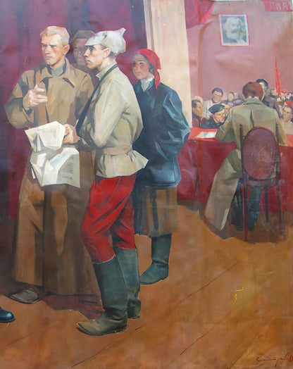 Oil painting Lenin with the Komsomol Unknown artist