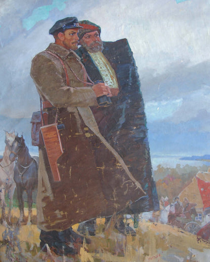 Oil painting Two officers Kvitenko