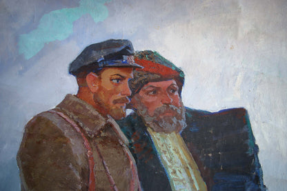 Oil painting Two officers Kvitenko