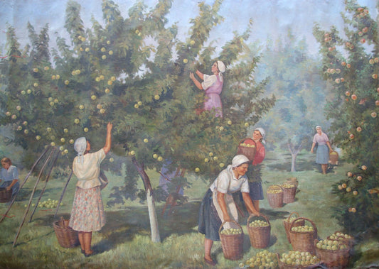 Oil painting Picking apples Unknown artist