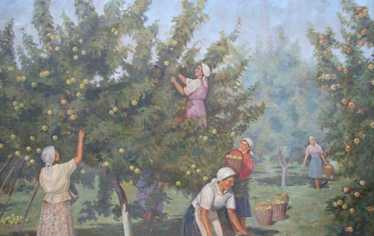 Oil painting Picking apples Unknown artist