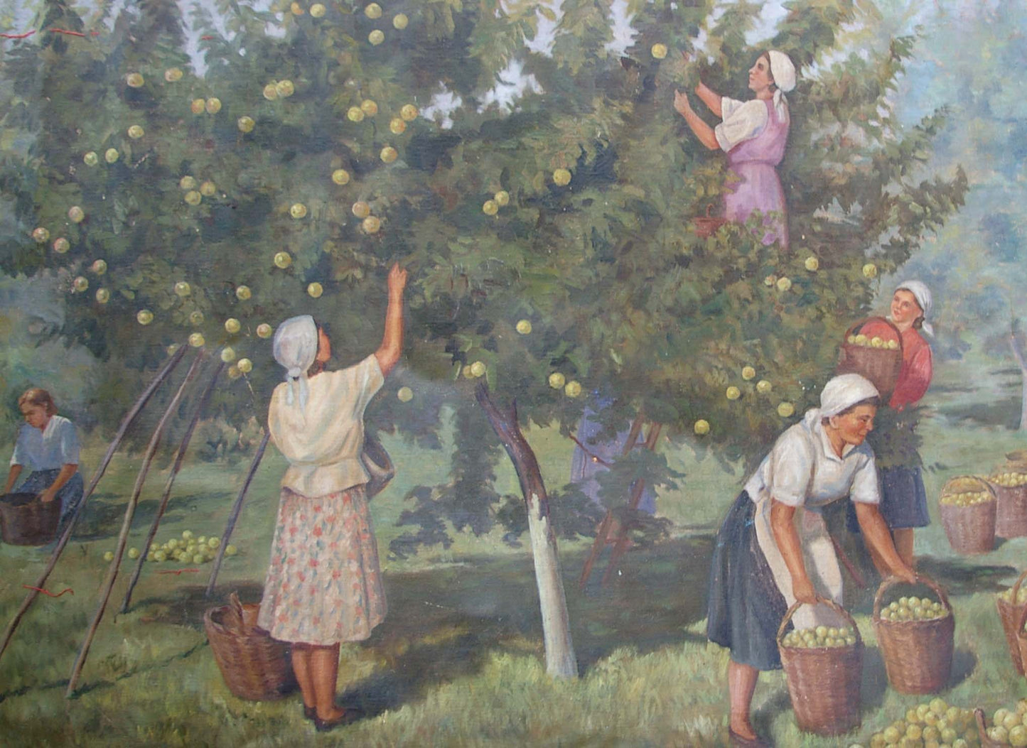 Oil painting Picking apples Unknown artist