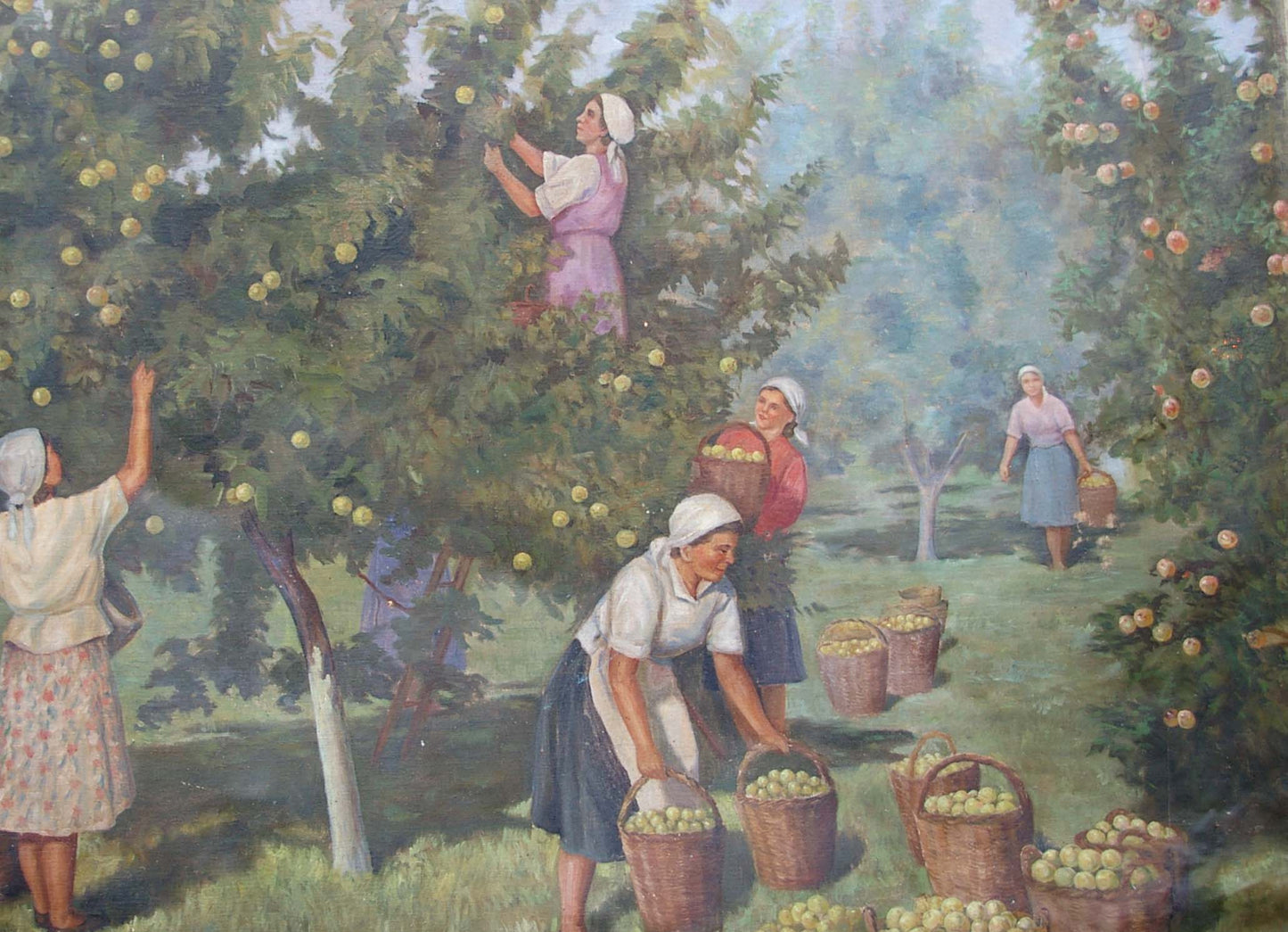 Oil painting Picking apples Unknown artist