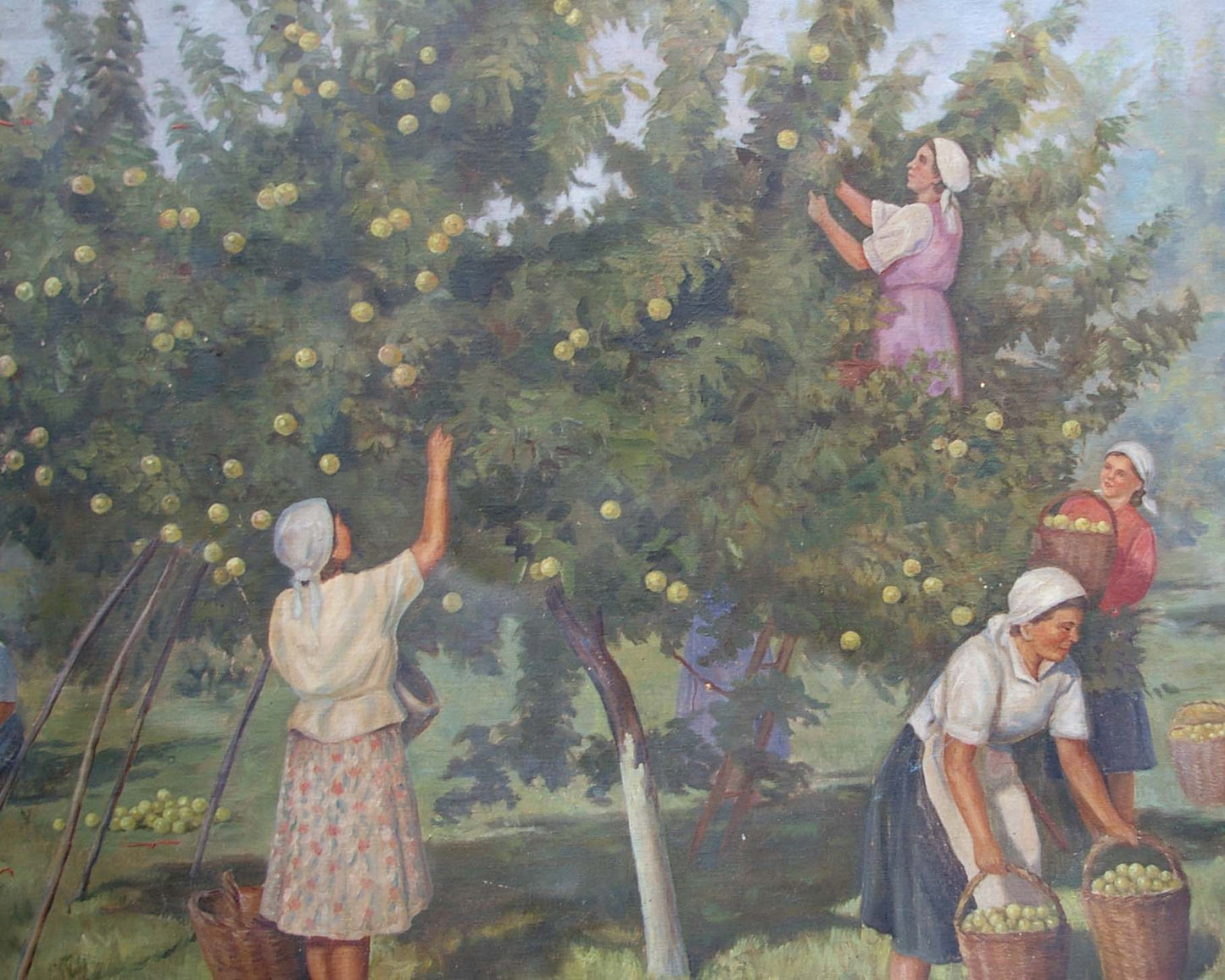 Oil painting Picking apples Unknown artist