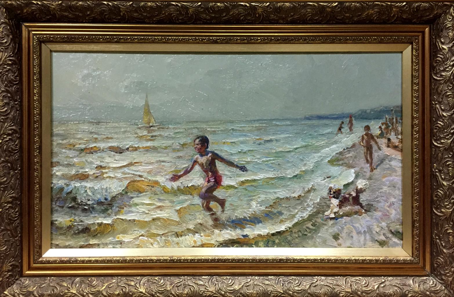Oil painting Children at sea Zhezher Anatoly Mikhailovich