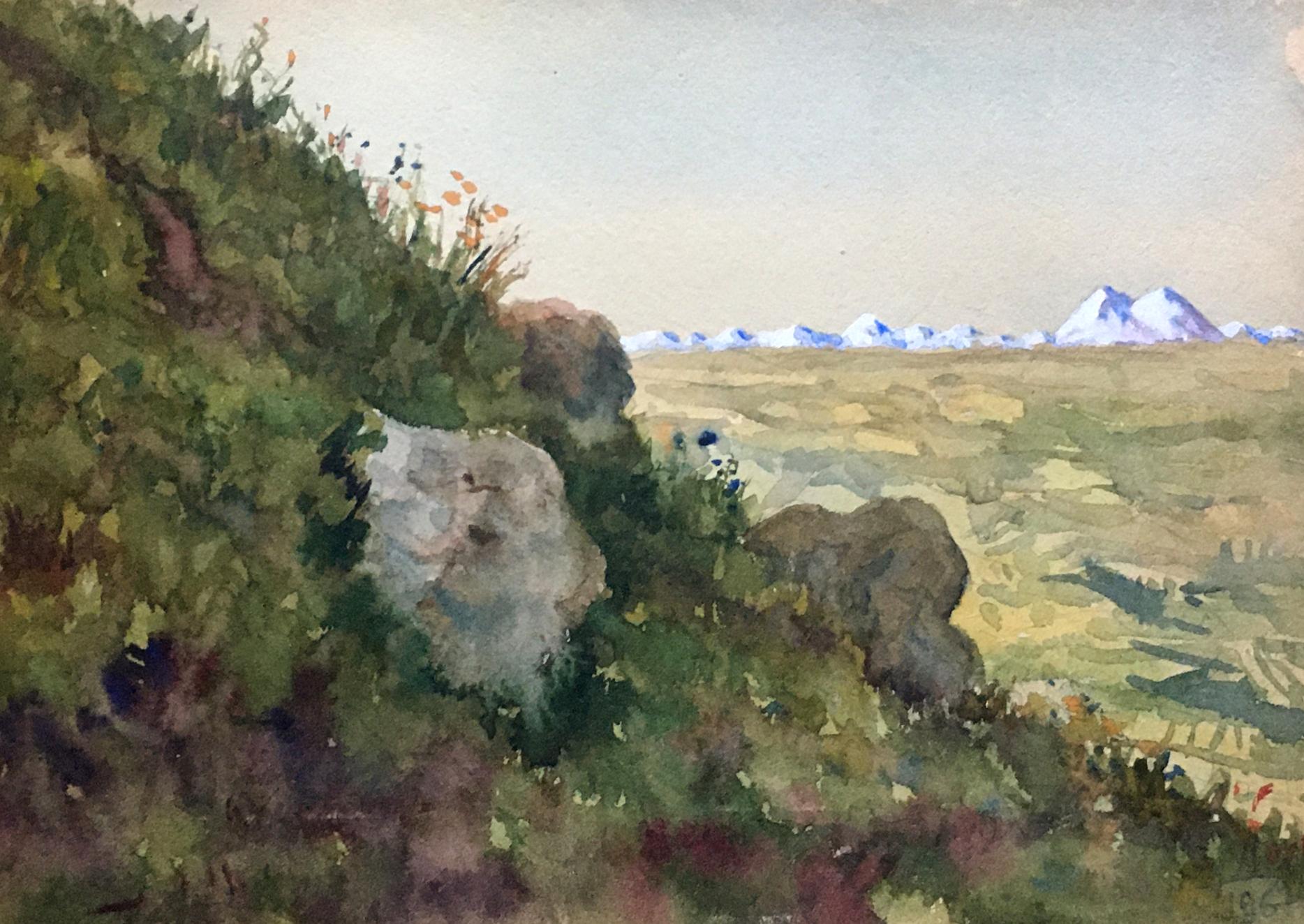 Watercolor painting Mountain landscape Dmitry Lednev