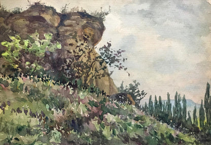 Watercolor painting Cliffs Dmitry Lednev
