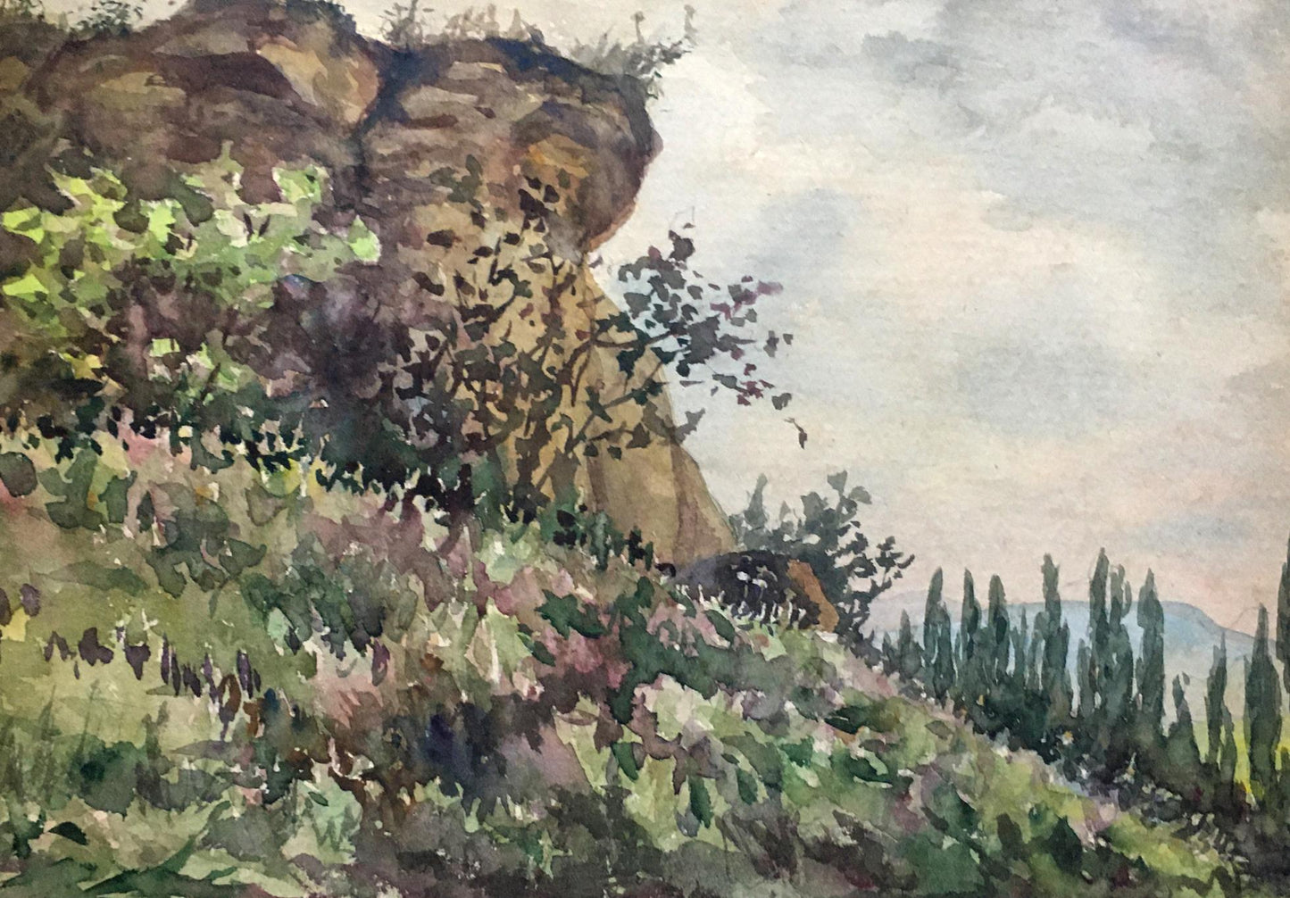 Watercolor painting Cliffs Dmitry Lednev