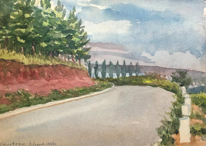 Watercolor painting Road Dmitry Lednev