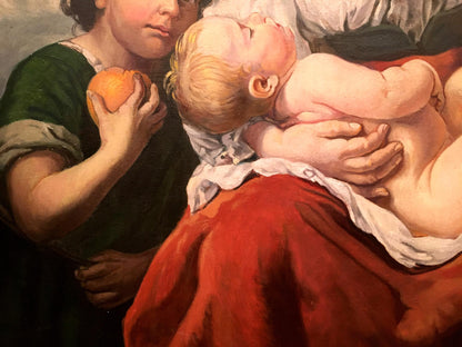 Oil painting Portrait of mom with children Brauer Oskar