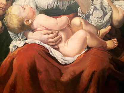 Oil painting Portrait of mom with children Brauer Oskar