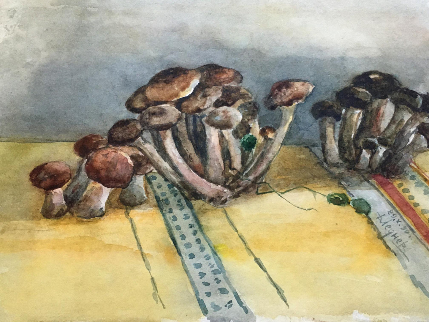 Watercolor painting Mushrooms Dmitry Lednev