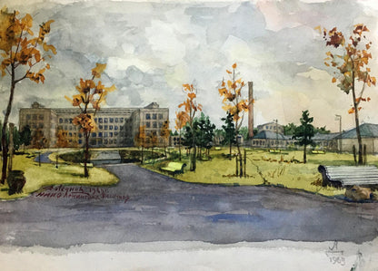 Watercolor painting Factory Landscape Dmitry Lednev