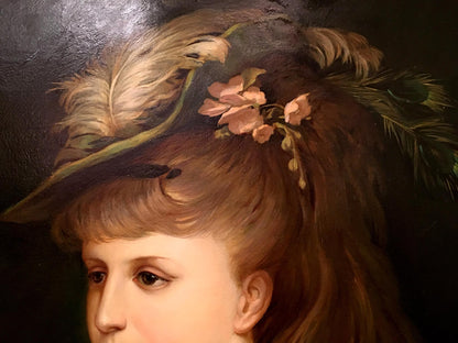 Oil painting Portrait of a Victorian Girl Western European artist