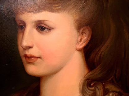 Oil painting Portrait of a Victorian Girl Western European artist