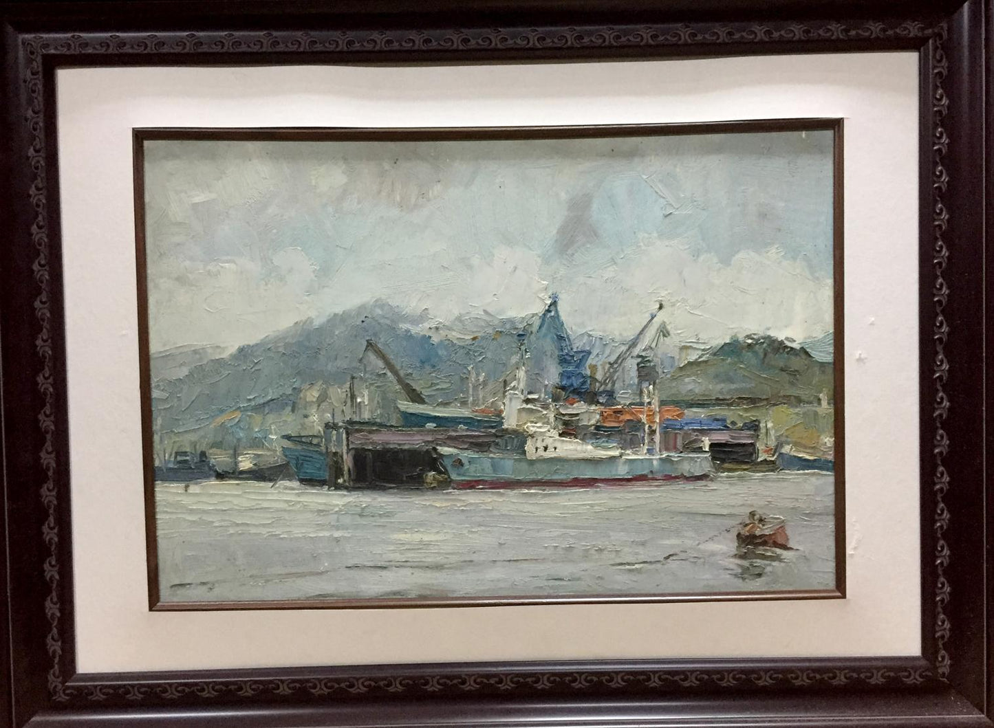 Oil painting Ship mooring Unknown Artist