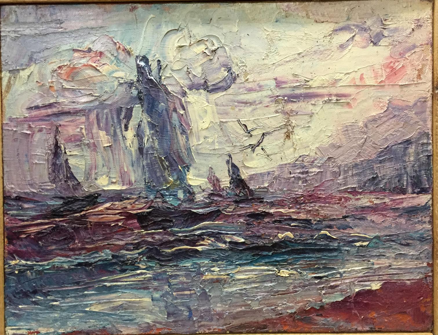 Abstract oil painting Raging sea Unknown Artist